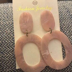 Pink Oval Drop Earrings